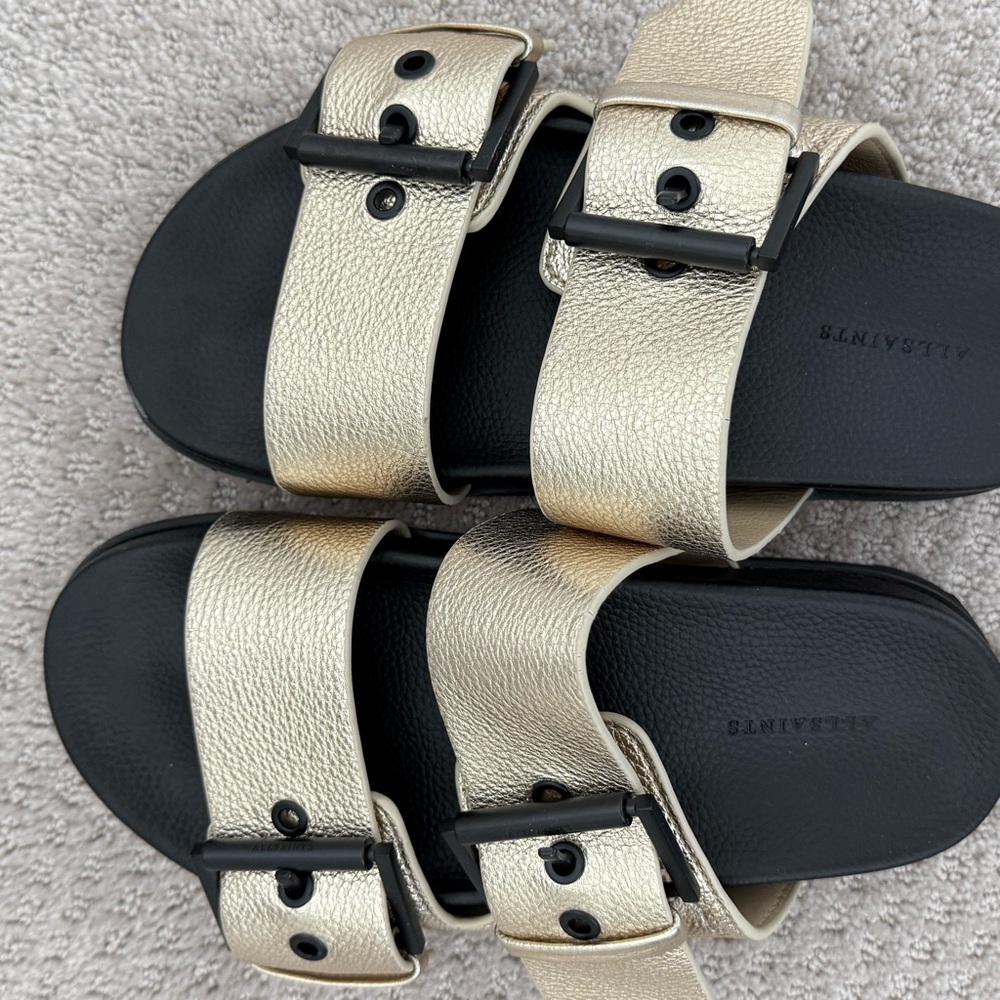 All Saints black and gold Leather Strap
